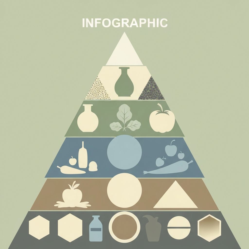 Infographic of nutritional pyramid and nutrients